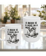 A Beer Is a Hug in a Mug Cute Raccoon Ceramic Coffee Mug Funny Beer Love... - $11.87+