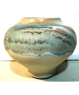 Studio Pottery Vase by Charles Focht White Blue Green Multi Swirled Drip... - $17.78 CAD