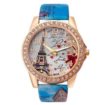 Tower Pattern Leather Band Analog Quartz Vogue Wrist Watches - £23.91 GBP