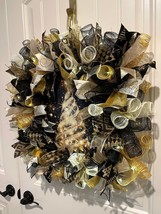 Handmade Christmas Tree Diamond Art Ribbon Door Wreath 22 ins LED W38 Go... - $110.00