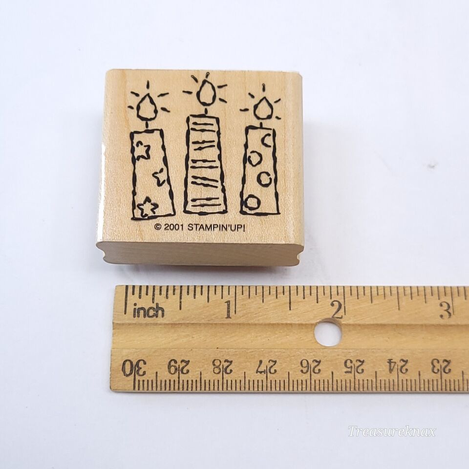 Tags & More Christmas 2001 Stampin up! 1 3/4" Rubber Stamp  wood mounted Candles - $1.97