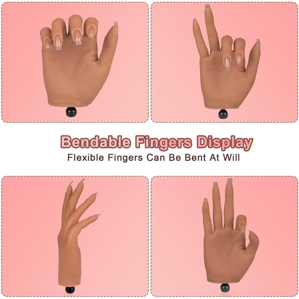 Bendable Acrylic Nail Practice Hand with Deep Nail Groove - Easy Maintenance Item image 5