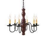 6 Light Chandelier &quot;Gettysburg&quot;  Wood Metal Fixture, Americana Red, USA ... - £368.85 GBP