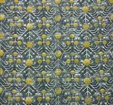 Zak Fox Khotan Gray Yellow Geometric Floral Linen High End Fabric 4.5 Yards 54&quot;W - $405.00