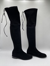 Stuart Weitzman Black Suede Round Toe Pull On Back Tie Thigh High Boots Sz 6.5M - £166.49 GBP