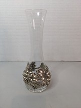 Arthur Court Design Glass Vase Metal Grapes Leaves Wrap Overlay Silver 7.25&quot; H - £30.14 GBP