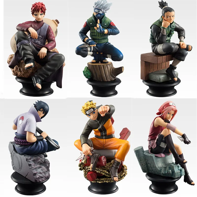 6Pcs Anime Naruto Chess Figure Model Kawaii Dolls Shippuden Naruto Sasuke Gaara - £18.70 GBP