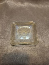 Vtg MCM Mid Century Atomic Spirograph Gold Glass Square Trinket Dish - $12.55