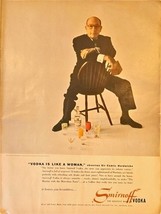 Smirnoff Vodka Its Like a woman Sir Cedric Hardwicke-1954 Vintage Print Ad - $9.74