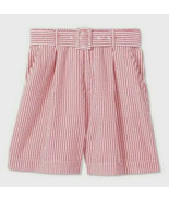 NWT Women&#39;s A New Day Pink/White Striped Belted High-Rise Shorts Sz Small - £9.05 GBP
