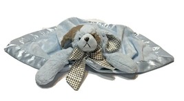 Bearington Baby Blue Brown Puppy Dog Lovey Security Blanket Plush Satin - £17.79 GBP