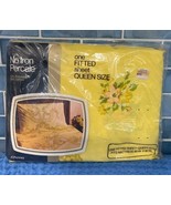 Vintage NOS JC Penney Cotton Poly Queen Fitted Sheet Pale Buttercup Flor... - $892.40 MXN