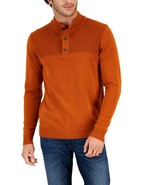 Club Room Men&#39;s Button Mock Neck Sweater Deep Rust-Large - $374.21 MXN