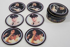 *R) Vintage 1992 Elvis Set Of 6 Tin Coasters - The Sun Never Sets On A Legend - £11.67 GBP