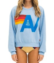 Aviator Nation logo stitch relaxed crew sweatshirt in Ice - size L - $138.60