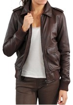 Women leather jacket, womens brown bomber leather jacket, Women biker ja... - £112.57 GBP