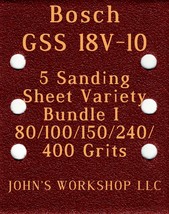 Bosch GSS 18V-10 - 80/100/150/240/400 Grits - 5 Sandpaper Variety Bundle I - $9.99
