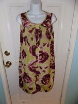 SIMPLY VERA WANG Floral Chiffon Dress Lime Green/Pink/Burgundy Size 8 Women&#39;s - £17.80 GBP