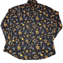 Simon Banks Button Down Shirt Mens Halloween Black Orange Pumpkin Jack O Lantern - £22.48 GBP