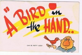 Comic Postcard Bird In The Hand Messy - $2.16