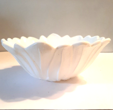 Sunflower Shaped White Milk Glass Bowl Candy Serving 70s Vintage - £16.84 GBP