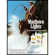 1989 Marlboro Lights Cigarettes Vintage Print Ad Man Cowboy Hat Horse Wall Art - £8.65 GBP