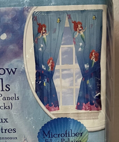 Disney The Little Mermaid Curtain Panels Blue 82”x63”  Ariel Flounder - £39.37 GBP