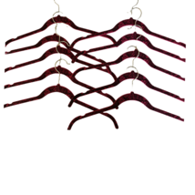 Flocked Hangers Set of 10 Fuchsia Pink &amp; Black Closet Organization Non-Slip - £9.58 GBP