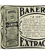 1904 Baker&#39;s Extracts Lemon Advertisement Dessert Baking Ephemera 4.75 x... - $27.22 CAD