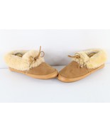 Vintage 90s Lands End Womens 10 Shearling Lined Suede Leather Slippers C... - $94.95 CAD