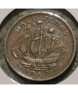 1957 British UK Half Penny coin Rest in peace Queen Elizabeth II Age 66 ... - £2.06 GBP