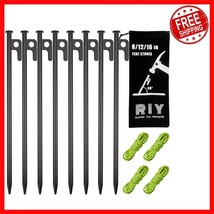 8 Heavy Duty Forged Steel Tent Stakes - Unbreakable 12-Inch Pegs for Cam... - $31.67