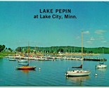 Sailboats on Lake Pepin at Lake City Minnesota MN UNP Unused Chrome Post... - $6.88