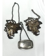 VTG Gin Sherry Rye Grape Leaf Silver Plate Liquor Bottle Decanter Label ... - €42,69 EUR