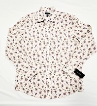 Club Room Men&#39;s Medium Ivory Winter Refined Woven Paisley Floral Shirt 44&quot; - £19.09 GBP