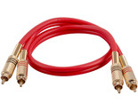 Premium Red 2 Foot Dual RCA Male to Dual RCA Male Audio Patch Cable - £25.06 GBP