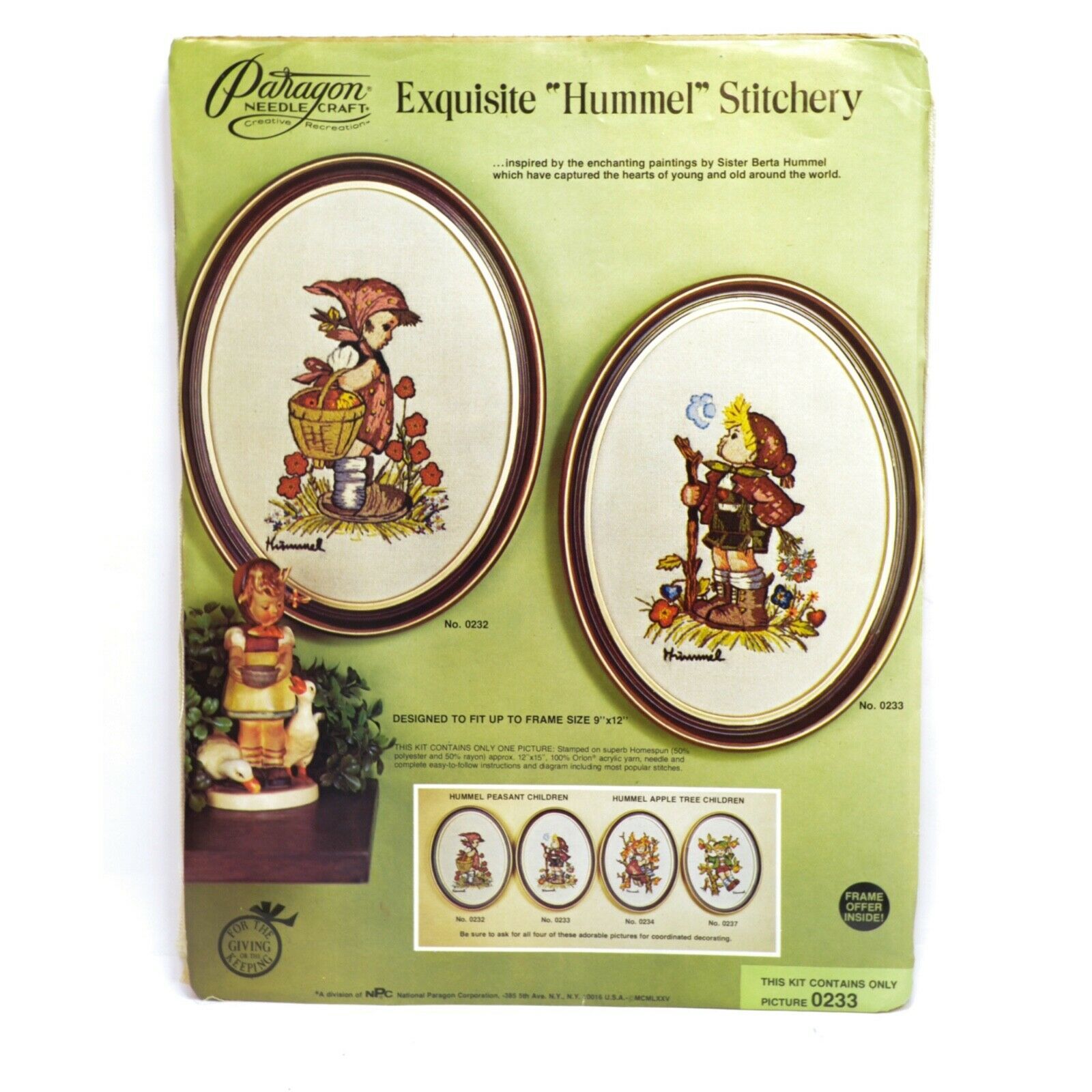 Hummel Peasant Children Exquisite Hummel Stitchery Embroidery Kit Paragon #0233 - $14.82
