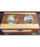 Old Vintage Cedar Chest Locking Jewelry Box Mirror Wooden w/ Lock &amp; Key ... - $552.71 MXN