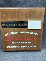 Wood - Budweiser “Brewery Fresh Taste Guaranteed&quot; Walnut Bar Sign 10”x11” - £30.85 GBP