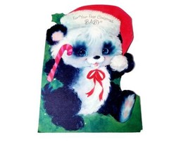 Vtg Baby&#39;s 1st Christmas Card, Hallmark, Teddy Bear, Over Size, Squeeker Works! - £11.80 GBP