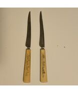 Vintage Henley Carbon Chrome Germany Steak Knives Engraved Wood Handles ... - $32.86 CAD