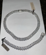 Brooklyn Exchange Men&#39;s NECKLACE AND BRACELET SET Cubic Zirconia set in ... - £139.69 GBP