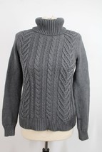 Lands End XS (2-4) Gray Cotton Cable Knit Drifter Turtleneck Sweater - £23.90 GBP