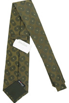 NEW $295 Kiton Pure Silk Tie!   Olive Green with Large Medallion Design - $119.99