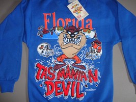 NEW Vintage 2 Sided Looney Tunes TAZ Florida Crew 50-50 Sweatshirt FITS ... - £38.79 GBP
