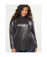 NWT Lane Bryant Sequin Silver Long Sleeve Mockneck Party Plus Size 28 Ho... - $39.59