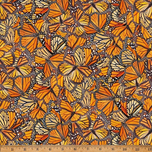 Cotton Mariposa Masterpiece Butterflies Monarch Fabric Print by Yard D14... - $15.95