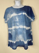 NWT Avenue Womens Plus Size 18 (1X) Blue Tie-Dyed Stripe Top Short Sleeve - £16.75 GBP