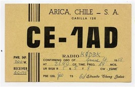 QSL Card CE1AD Arica Chile 1958 - £7.82 GBP