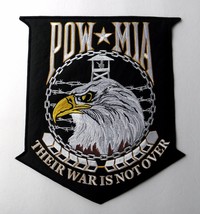 POW MIA THEIR WAR IS NOT OVER USA EAGLE EMBROIDERED JACKET PATCH 12 INCHES - £12.65 GBP